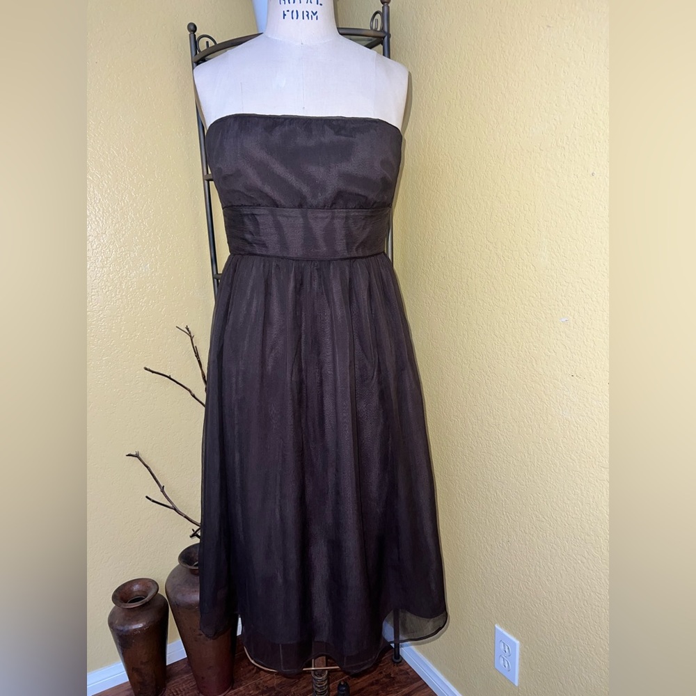 J.Crew Emily Silk Chiffon Dress - Sz 10 - Style 73893 Brown